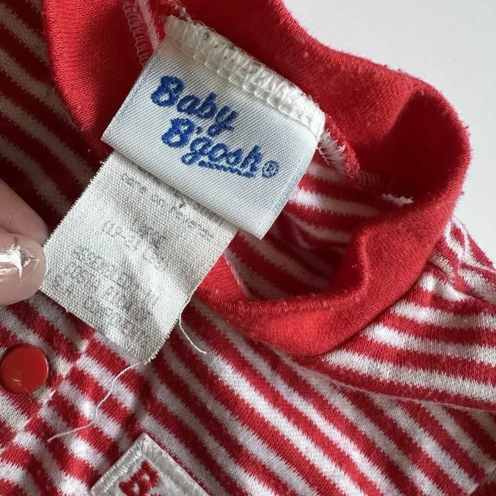Vintage Baby B'Gosh One Piece Baby Size Large 19-24 LBS Red Stripes Osh Kosh 90s